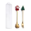 Cartoon Christmas Tree Stainless Steel Dessert Cutlery Set: Cute Fruit Fork & Spoon Gift
