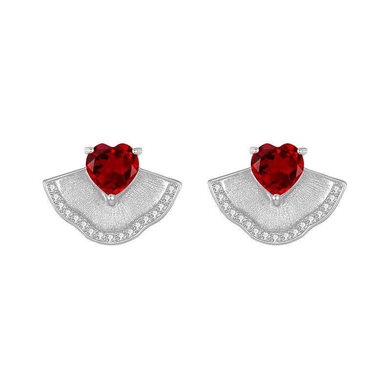 

Elegant 925 sterling silver fan-shaped heart-shaped women s earrings set with natural amethyst and lemonade, fashionable daily jewelry gift