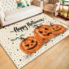 Halloween Pumpkin Area Rug, Large  Polyester Crystal Velvet Carpet, Non-Slip All Saints' Day Themed Floor Mat, Comforta
