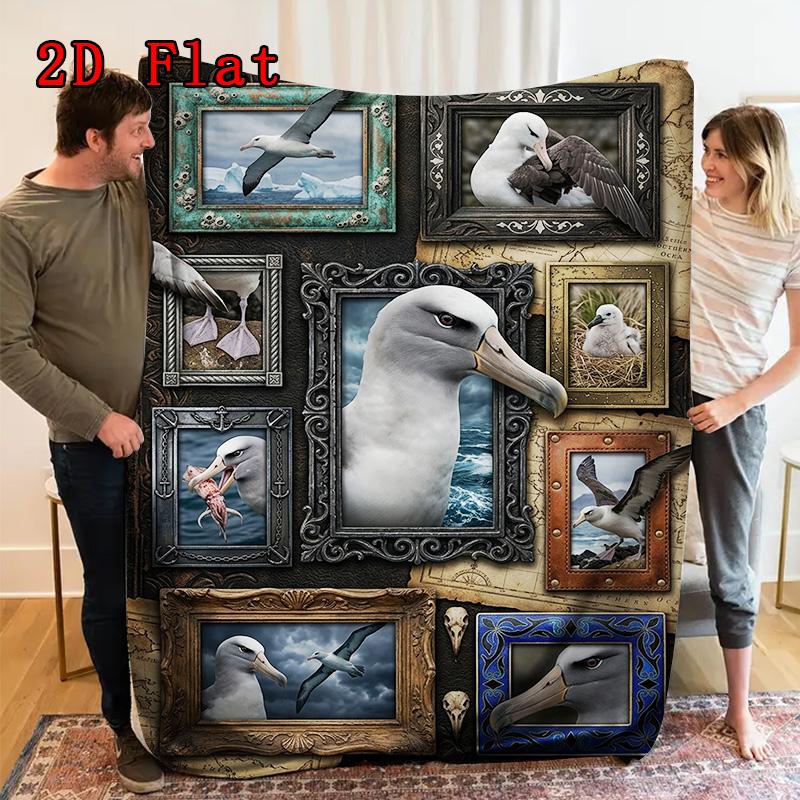Albatross Collection 2D Flat Pattern Flannel Blanket, High Quality All Seasons, Home Decor, Warmth and Comfort, Perfect for Christmas Gifts.
