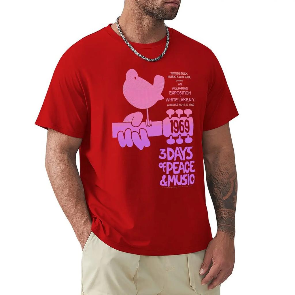 Woodstock - Camicia Acquario Rosa T-shirt a Maniche Corte Moda Maglietta di Cotone T-shirt Top