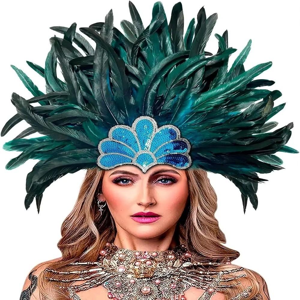 Stage Performance Showgirl Headband Brazilian Carnival Feather Headdress Hair Band  Carnival Events