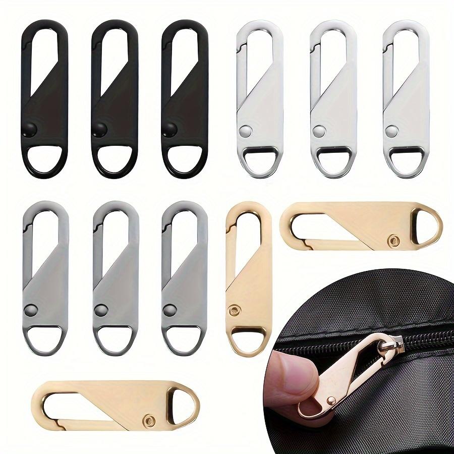 4pcs Stainless Steel Zipper Pull Repair Kit Universal Zipper Replacement Slider Handle Bags Clothing Purses Durable Long-Lasting