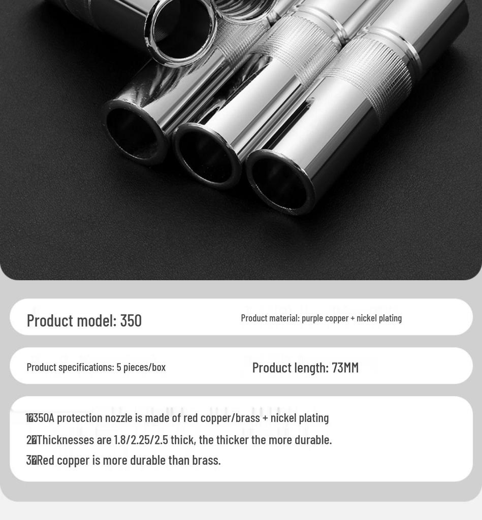 MIG Welding Accessory Set: Gas Shielded Gun, 350 Nozzle, 200 Sleeve, 500A Copper Conductive Tip.