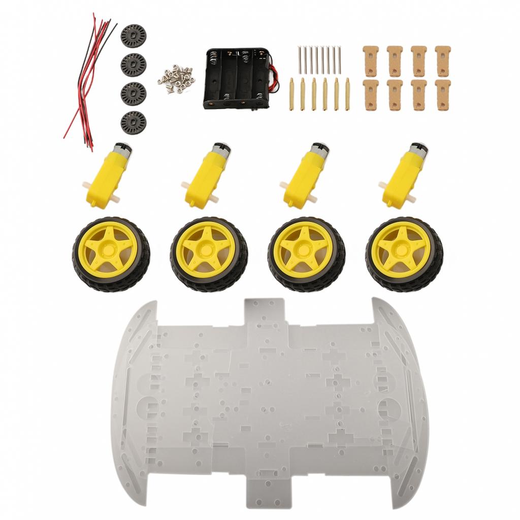 DIY 4WD Robot Car Chassis Kit with Tachometer Encoders Simple Installation