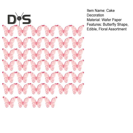 40/48 Piezas Decoración de Pastel Papel de Oblea Flor Adornos para Pastel Mariposa Flor Comestible Decoración de Cupcakes Accesorios para Fiesta de Cumpleaños