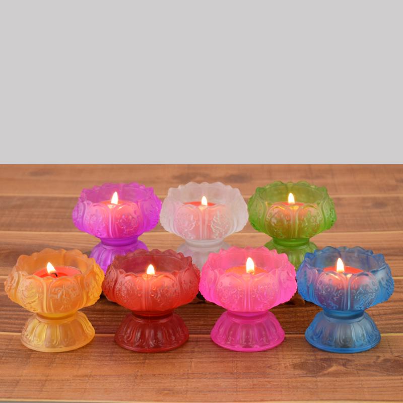 Crystal Lotus Candle Holder for Ghee Buddha Lamp