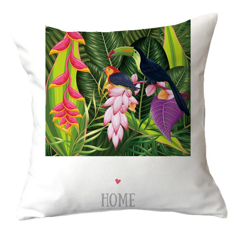 Office Chair Cushion Home Pillow Case Ins Plush Printed Pillow Case Green Plant Nordic Style Pillow