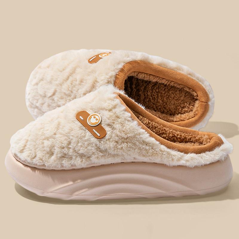 2025 Thick Sole Fluffy Slippers Women Comfy Warm Soft Sole Indoor Cotton Slippers Woman Winter Anti Slip Platform Slides Woman