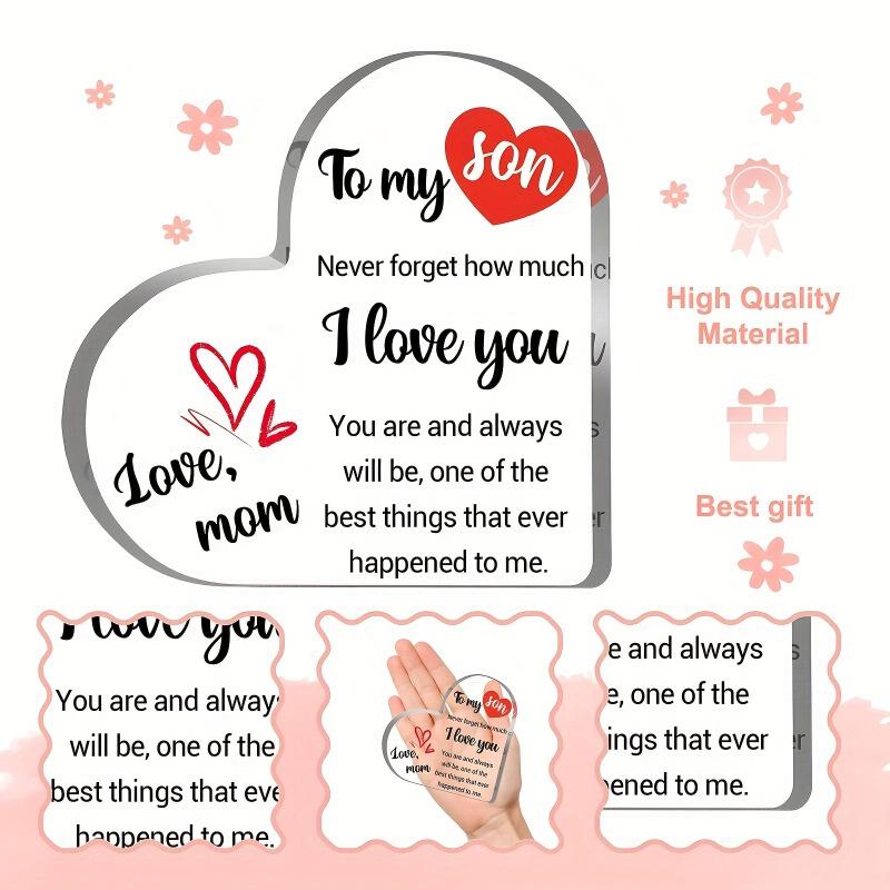 Dwuwymiarowa Płaska Serdeczna Pamiątka Akrylowa od Matki dla Syna, Dekoracja Biurka Tabliczka, Prezent na Dzień Matki, Nadaje się do dekoracji ścian, ganek, pokój, willa, akcenty Dom,