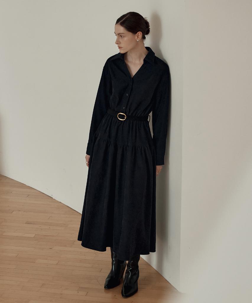ZEROSTREET Lezero Corduroy Shirt Dress / Navy