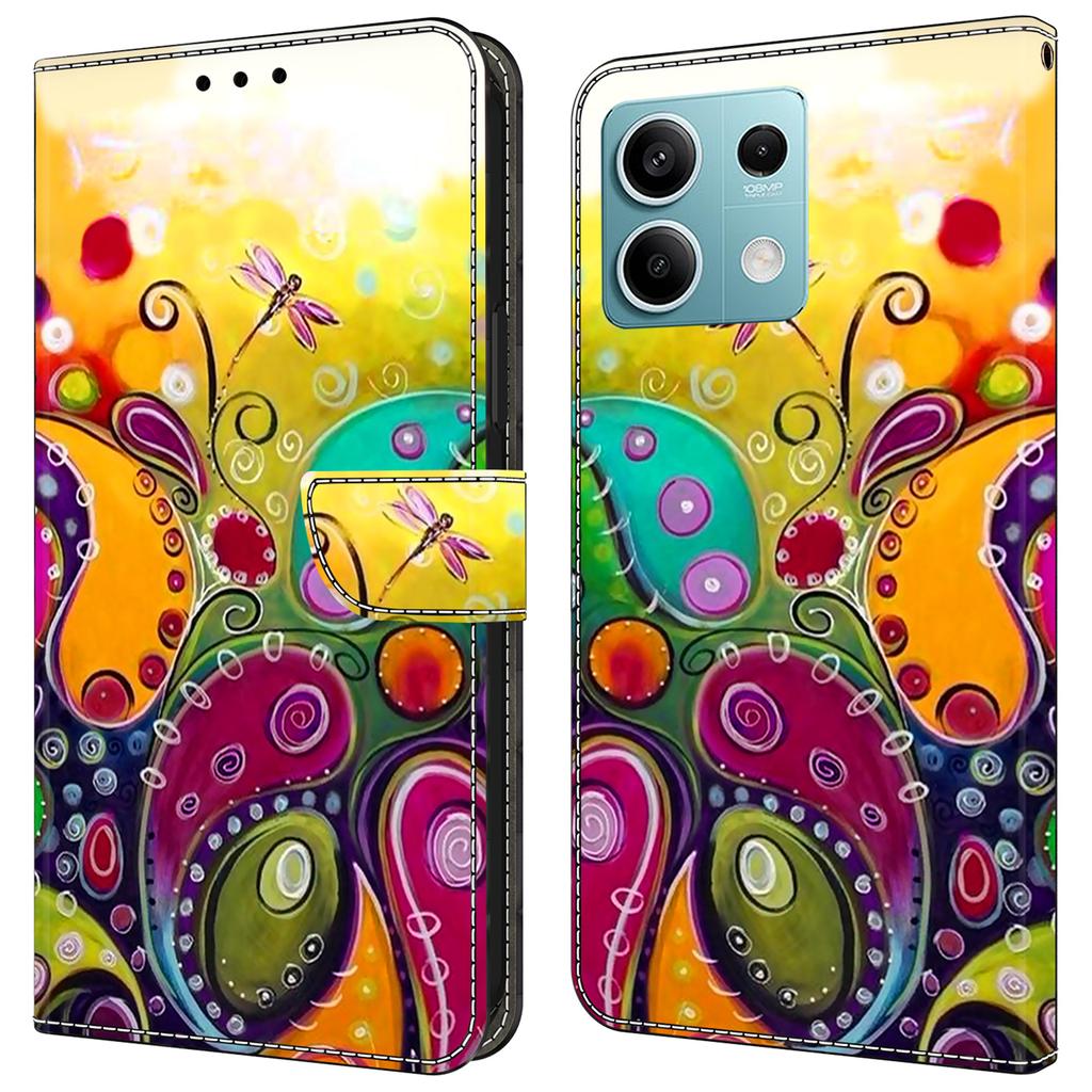 For Xiaomi Redmi Note 13 5G Case Pattern Design PU Leather Shockproof Flip Cover