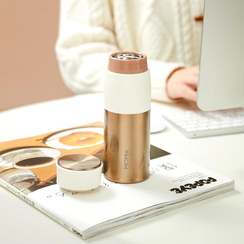 MOMOCONCEPT Lupin Tumbler, 400ml, Stainless Steel, Vacuum Insulated, Lightweight, Direct Drinking, Keeps Hot or Cold, 01001-29040R (Green)