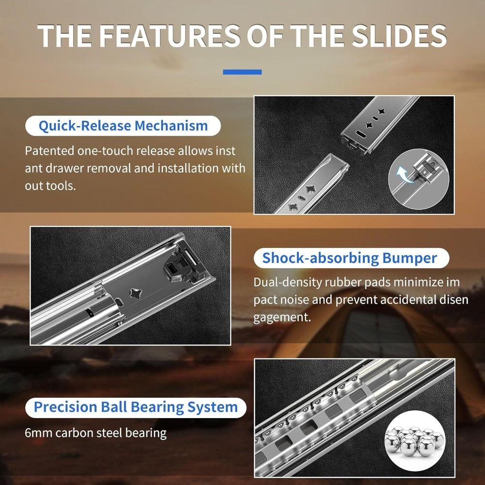 Full Extension Heavy Duty Drawer Slides Locking Cabinet Slide Ball Bearing Rails  Home Improvement