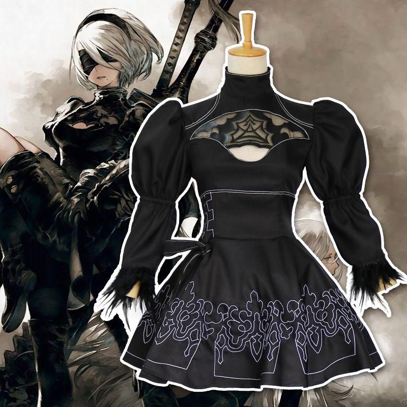 

В наличии Nier: Костюм Косплей Автоматы для Женщин, Полный Комплект Костюма Косплей 2B Сестра 9S Wig One size