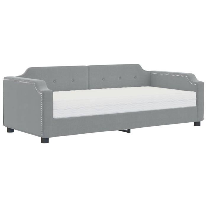 VidaXL Daybed with Mattress Light Grey 90x200 Cm Fabric 3197616