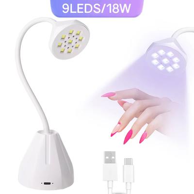 Wireless Nail Lamp LED UV Nail Dryer Rechargeable Sensing Touch Control Fast Drying Nail Light 360° Bendable Table Lamp