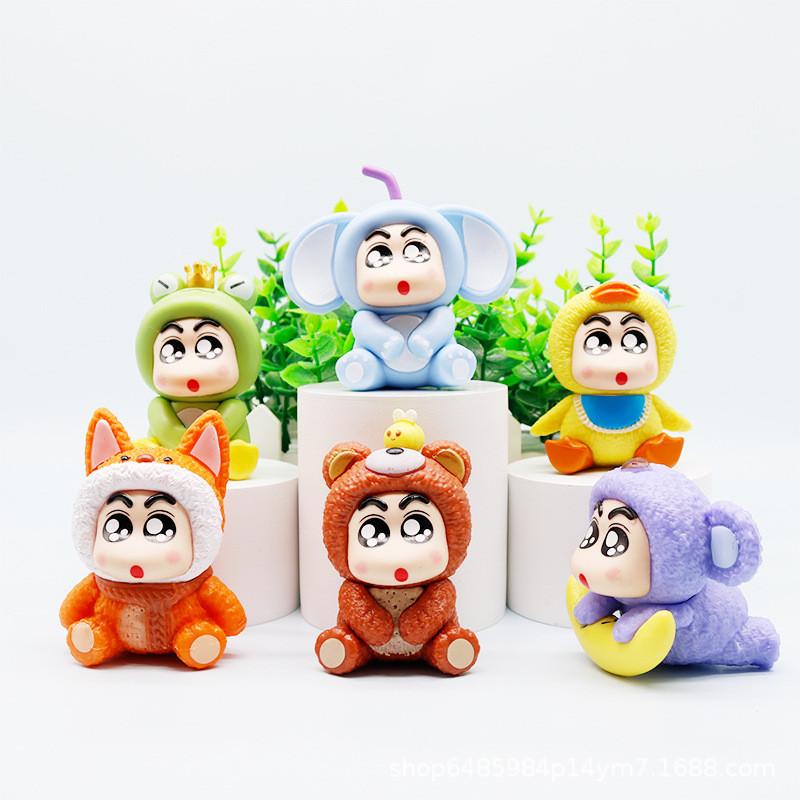 Crayon Shin Chan And Capybara Animal Elephant Fox Frog Koala Styling Set Model