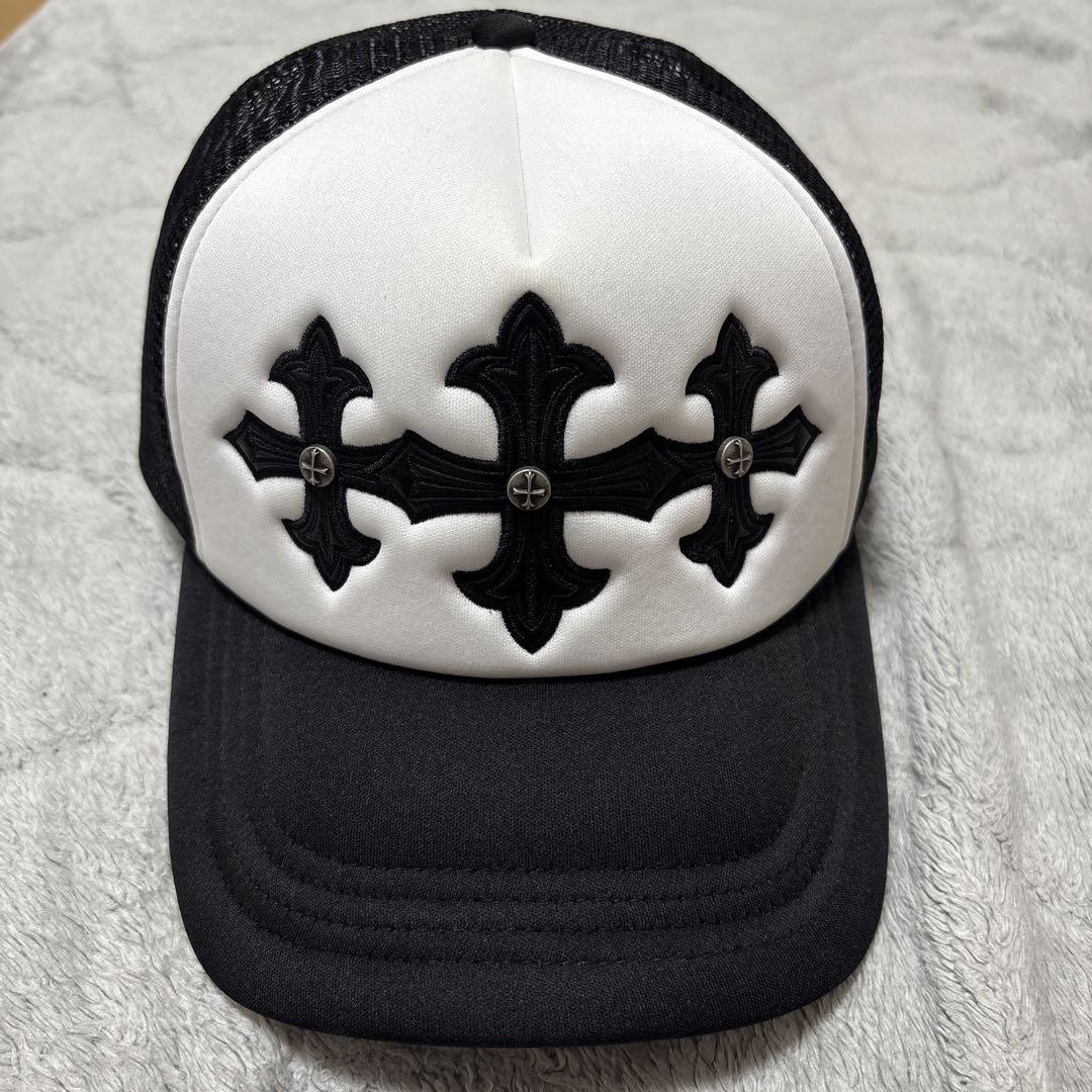 

[USED] supplier Cross Leather Patch Mesh Cap