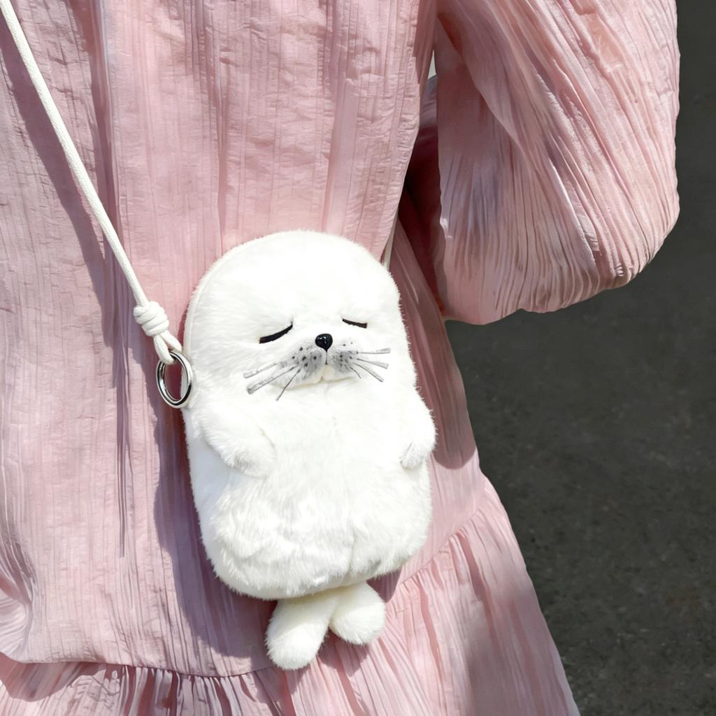 1 Borsa a Tracolla Nuova Carina Cartone Animato Foca Peluche Borsa a Spalla Ragazza Borsa a Tracolla a Catena Borsa Bambola di Peluche