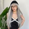 HAIRCUBE Silvery Grey Synthetic Straight Wig For Women Long Straight Gray Cosplay Wig With Bangs Daily Heat Resistant Fake Wigs