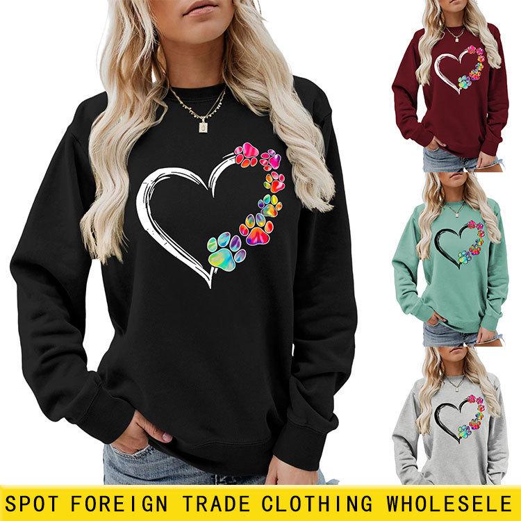 

Valentine s Day Heart & Dog Print Women s Autumn/Winter Sweatshirt L