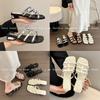 2688-7 Thick Heel Sandals Women's 2025 New Flat Bottom Square Head Open Toe Slippers Women's Summer Wear Casual Sandals Women