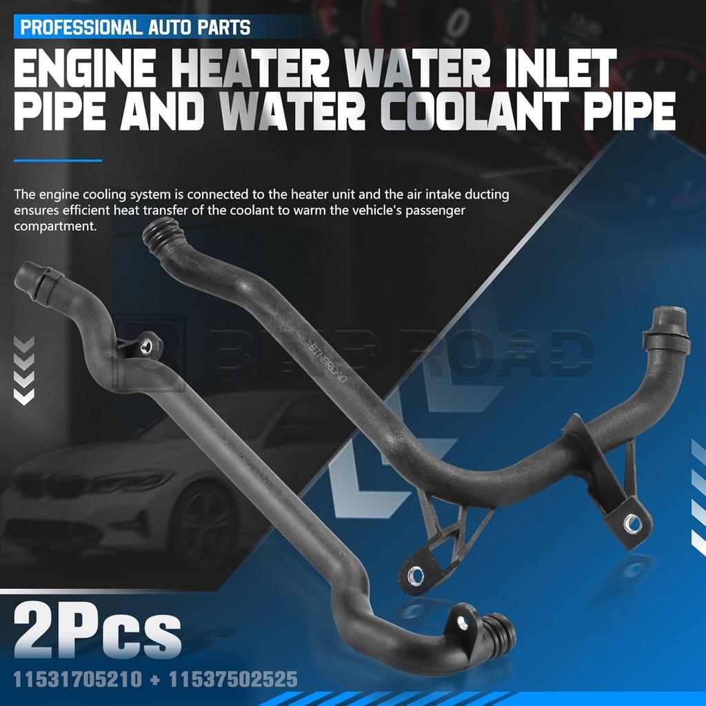 2Pcs Engine Heater Inlet Pipe and Water Coolant Pipe 11537502525 + 11531705210 Compatible with BMW 325i 328i 525i 528i Z3 Z4
