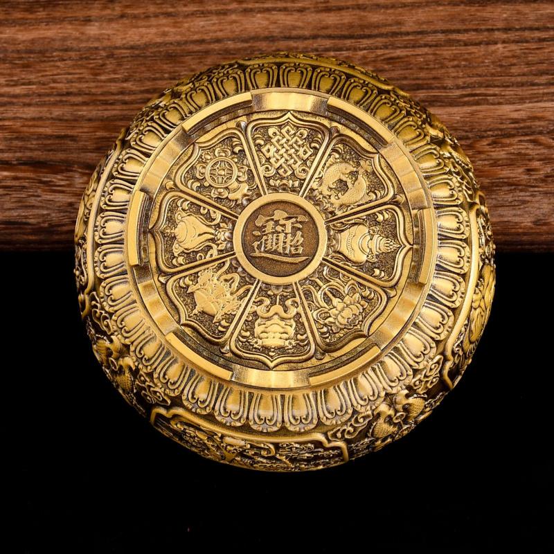 Copper Treasure Bowl Ornament Eight Treasures Treasure Bowl Brass Rice Jar Creative Incense Burner Home Living Room Decoration M