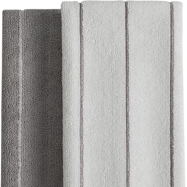 Extra-Thick Super Absorbent Microfiber Kitchen Towels - Rapidly Suck Up Liquids with Stylish Gray & White Stripes