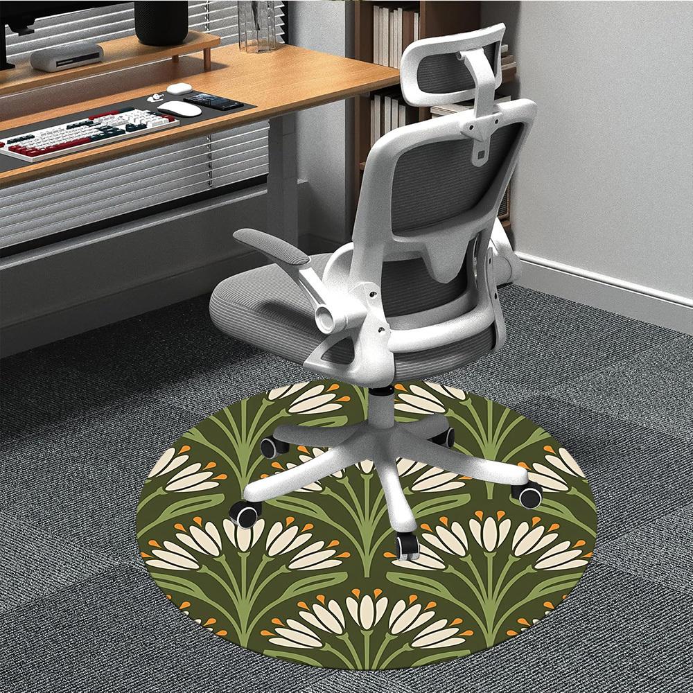 

1pc Floral Pattern Office Round Area Rug, Indoor Mat Suitable For Office, Under Office Chairs Bedroom Living Room Home Decor, Room Deco 177 80cm by 80cm