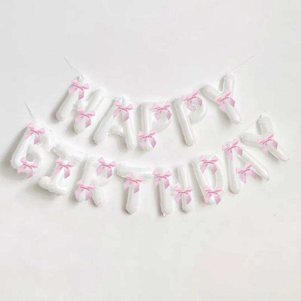 Balloon Set Aluminum Foil Balloons Bow Ribbon Happy Birthday Letter Ornament Letter Balloons Party