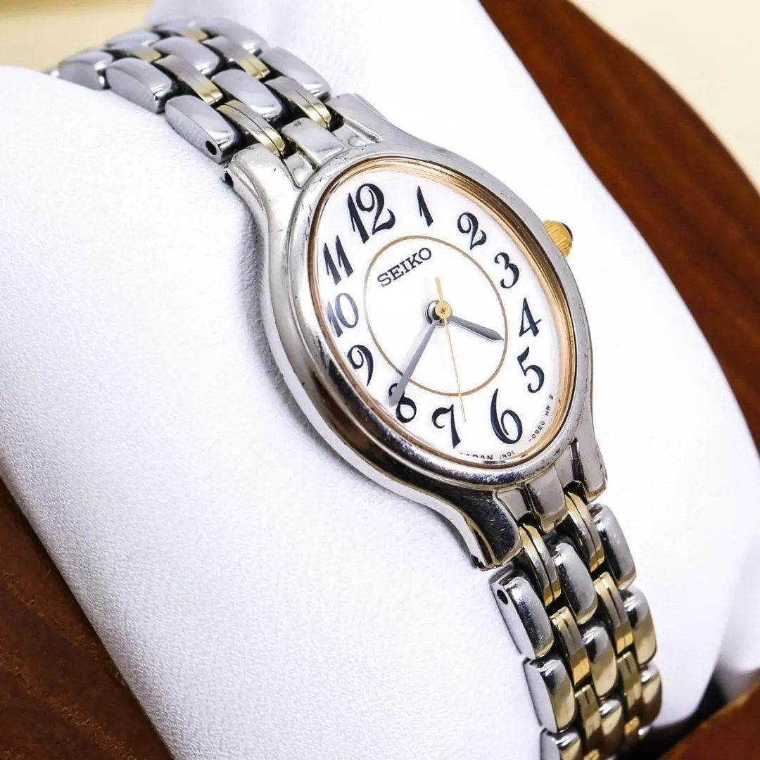 Used Working SEIKO Watch Oval Stainless Steel Ladies New Battery 3146