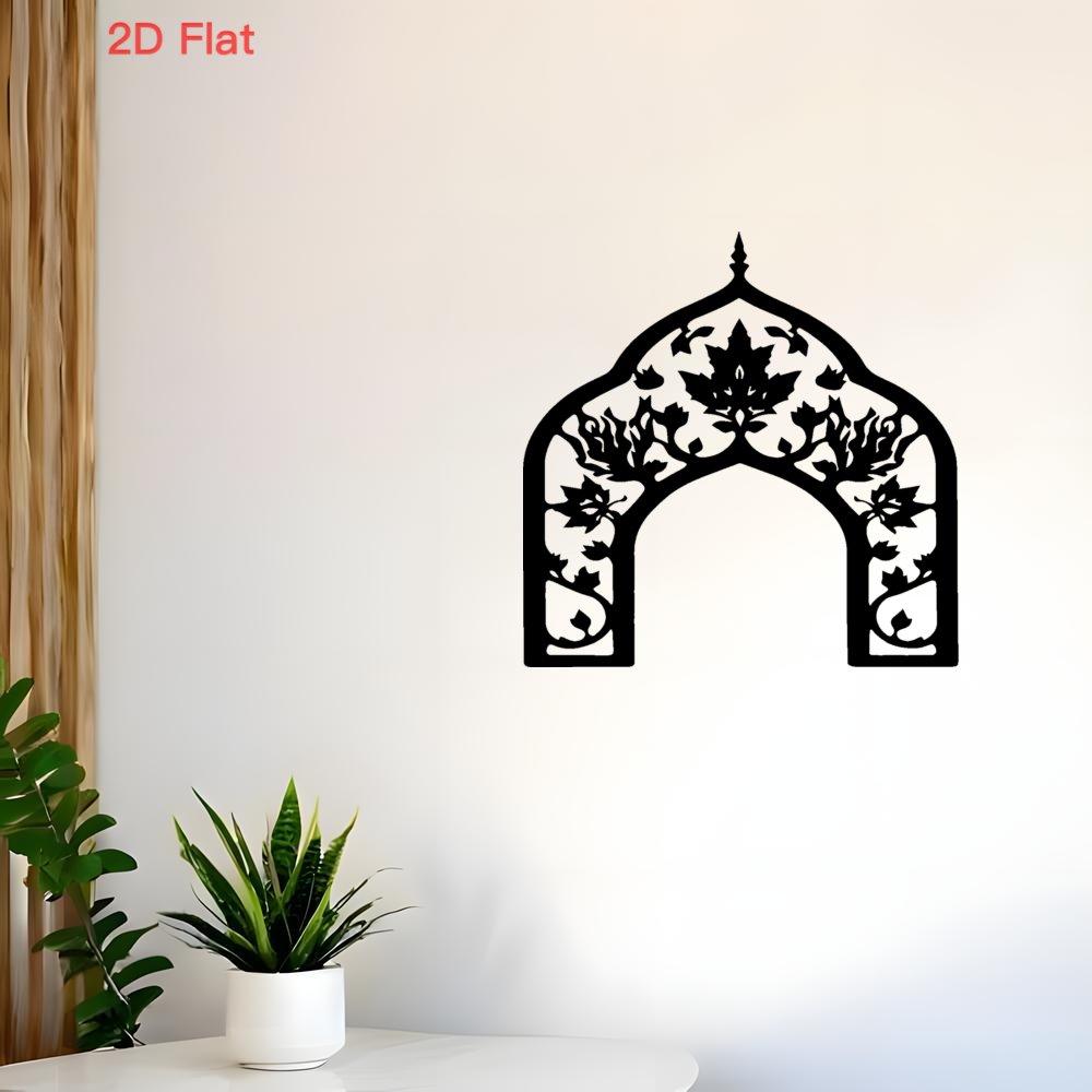 Black Iron Laser Cut Floral Wall Art, 2D Flat Metal Decor for Bedroom Living Room, Romantic Farmhouse Hanging Ornament