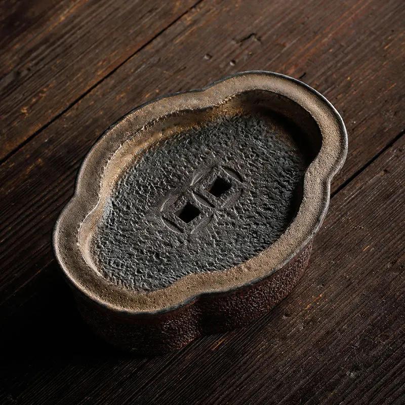 

Pot-Supporting Ceramic Tray Water Dry-Bulb Disk Manual Retro Copper Begonia Tray Gongfu Tea Tray Tea Table