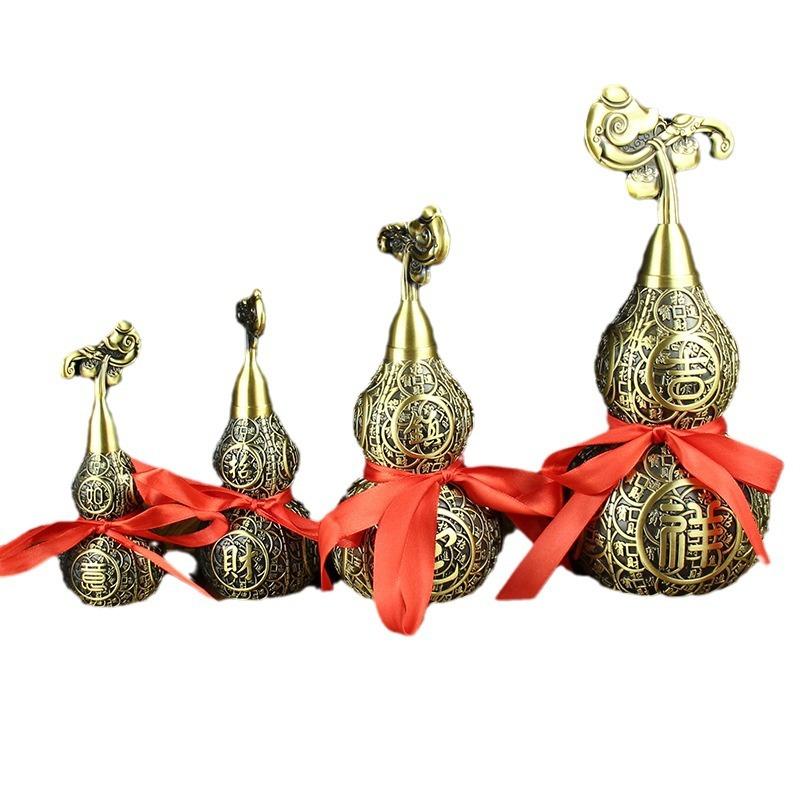 Tang Teng Copper Art Brass Ruyi Gourd Living Room Study Auspicious Pure Copper Ornament Large Copper Gourd Metal Crafts