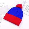 European & American Color Block Pom Pom Knit Hat for Autumn/Winter - Red & White Halloween Edition