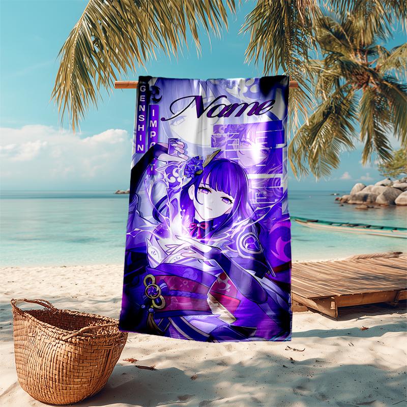 Personalized customized proof beach towel with Genshin Impact Balzebub pattern - soft, absorbent,quick-drying,perfect swimming,camping&bathing