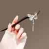 Elegant Silver Butterfly Tassel Hairpin - Modern Minimalist Design