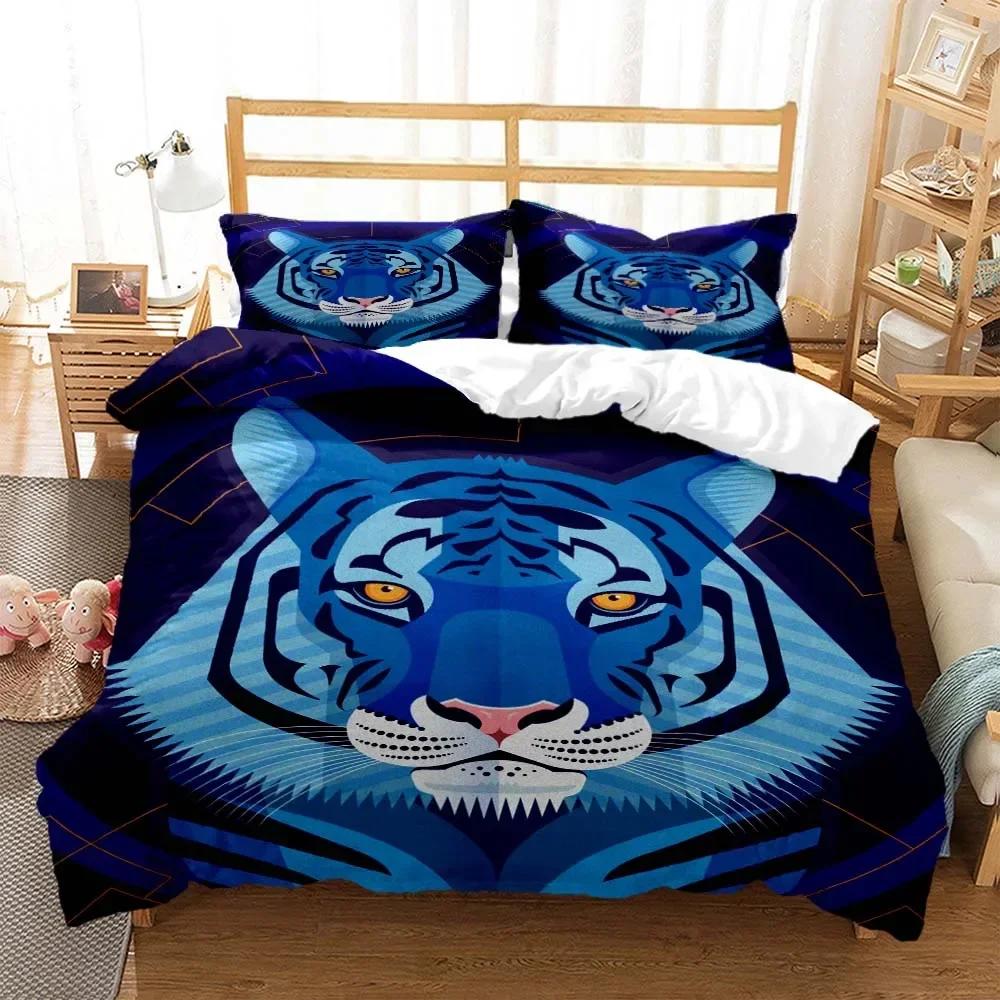 Tiger pattern Digital Print Comfortable Duvet Quilt Cover Pillowcase Bedding Set Children Bedroom Decoration Home Textile