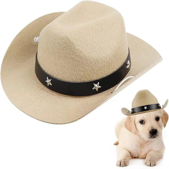Klobúk pre domácich miláčikov v štýle westernového kovboja Pokrývka hlavy pre domácich miláčikov zdobená hviezdou Pôsobivý doplnok ku kostýmu so psom a mačkou pre Cosplay fotografií