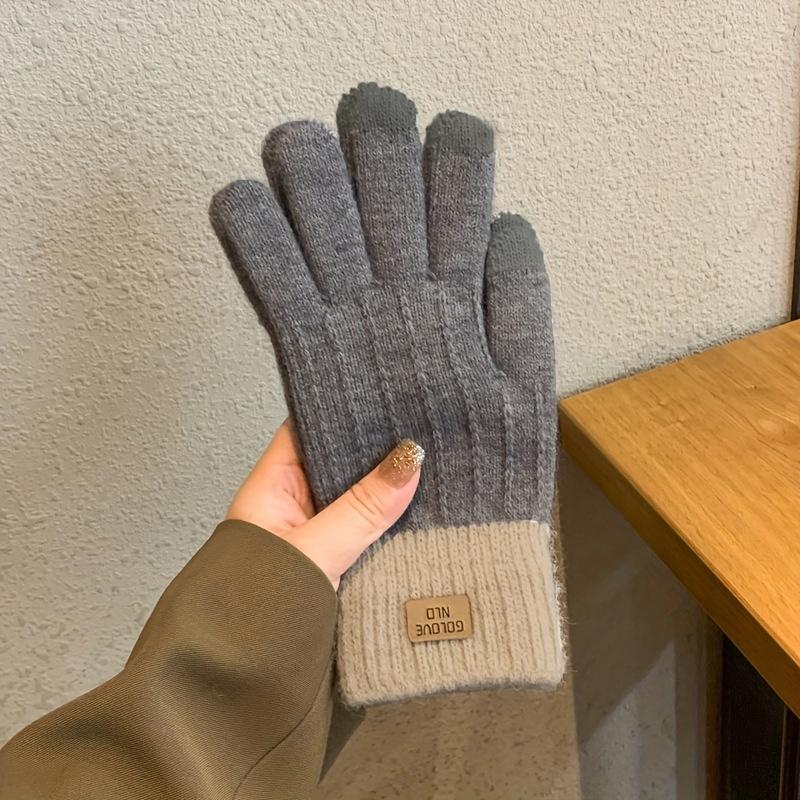 Women's Touch Screen Gloves Thickened Knitting Driver's Gloves Breathable Bicycle Gloves Unisex Winter Gloves Anti Slip Outdoor Sports