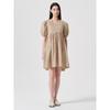 Cotton Puff Sleeve Mini Dress Beige