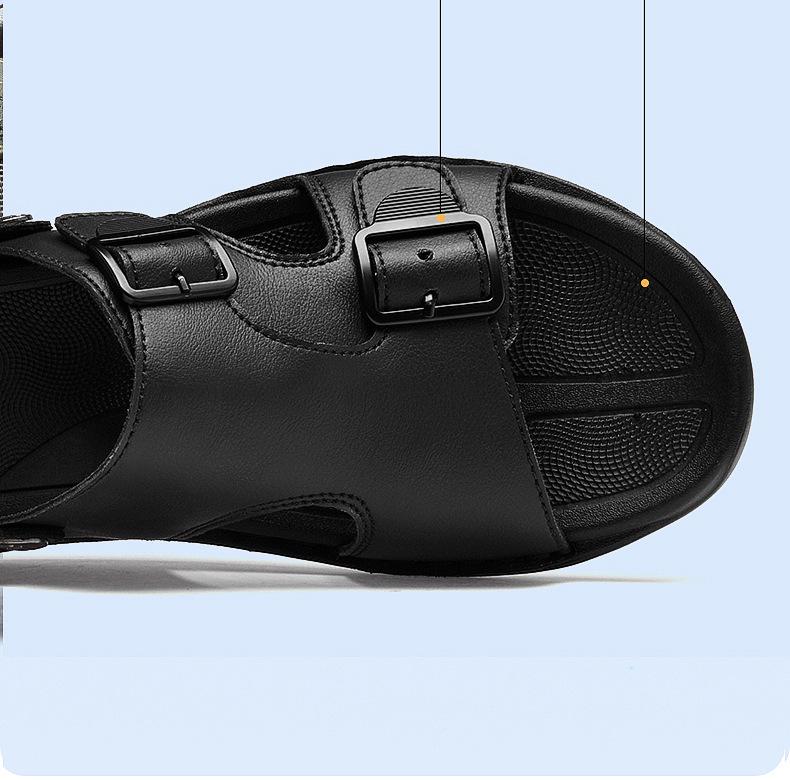 2025 Herren Sandalen mit weicher Sohle aus Leder: Rutschfeste, vielseitige Freizeit-Strand- & Outdoorslipper