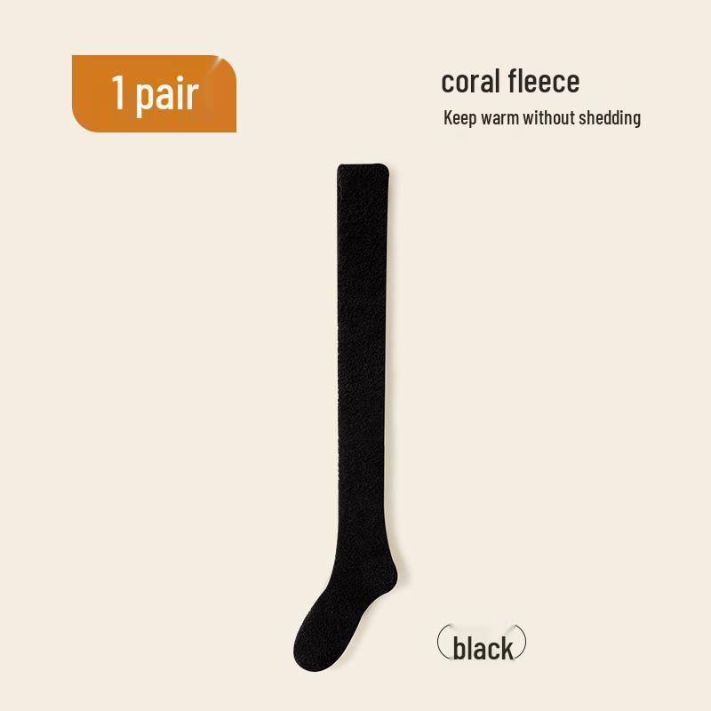 Women's Thick Coral Fleece Mid-Tube Socks: Warm, Non-Shedding, Solid Color – Perfect for Maternity and Floor Wear