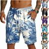 Herren Freizeitshorts mit Kordelzug Leicht Schnelltrocknend Innenbeinlänge Fünf Zoll Hawaiianischer Print Strand Badeshorts mit Taschen
