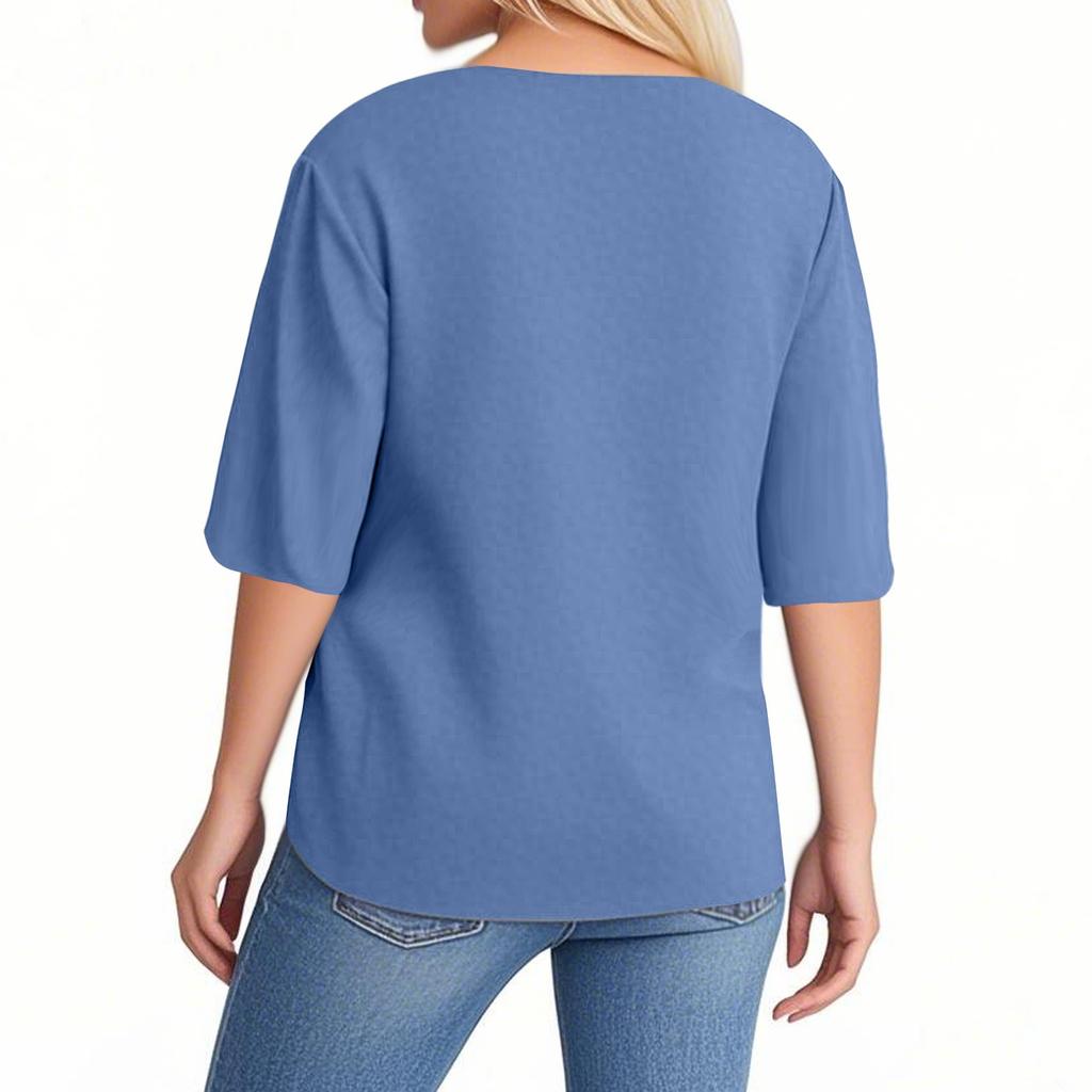 Fashion Ladies Casual V-neck Short Sleeve Regular Pullover Women's Tops T-shirt
