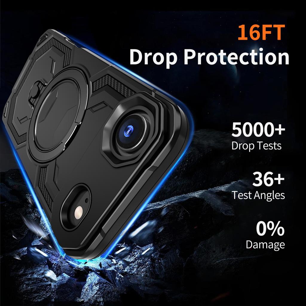 Pro iPhone Air Magnetický kryt s kroužkem a stojánkem, hybridní kryt telefonu PC + TPU