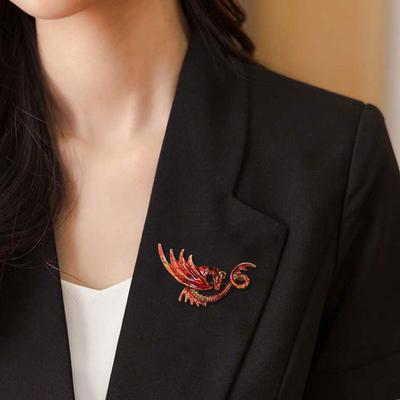 Unisex Dragon Shape Brooch Colorful Rhinestones Enamel Pin Suit Lapel Badge Clothing Jewelry Accessories