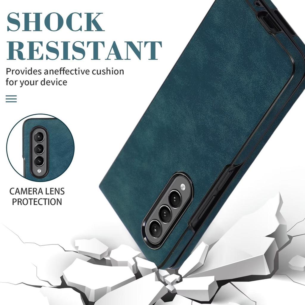 Suitable for Samsung Z Flip6 Mobile Phone Case Z Fold4 Matte Retro Pattern Solid Color Leather Case 3rd Generation Folding Case